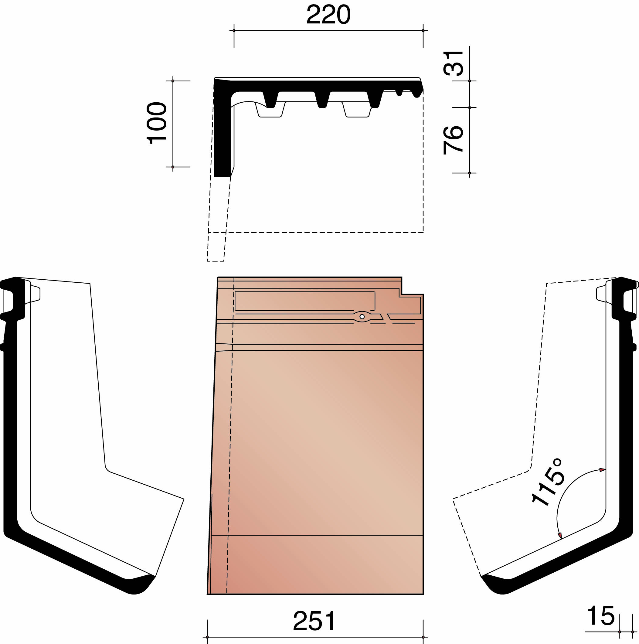 Migeon actua gevelknikpan links antraciet mat 703