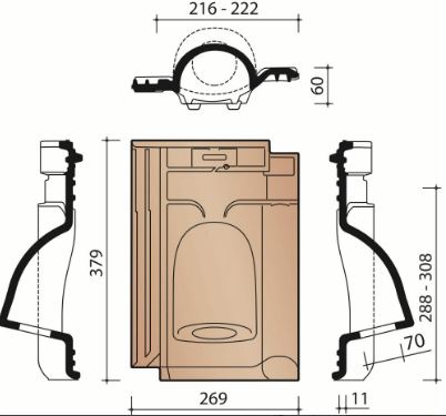 Vhv vario kabeldoorvoerpan dia 50mm rustiek 872