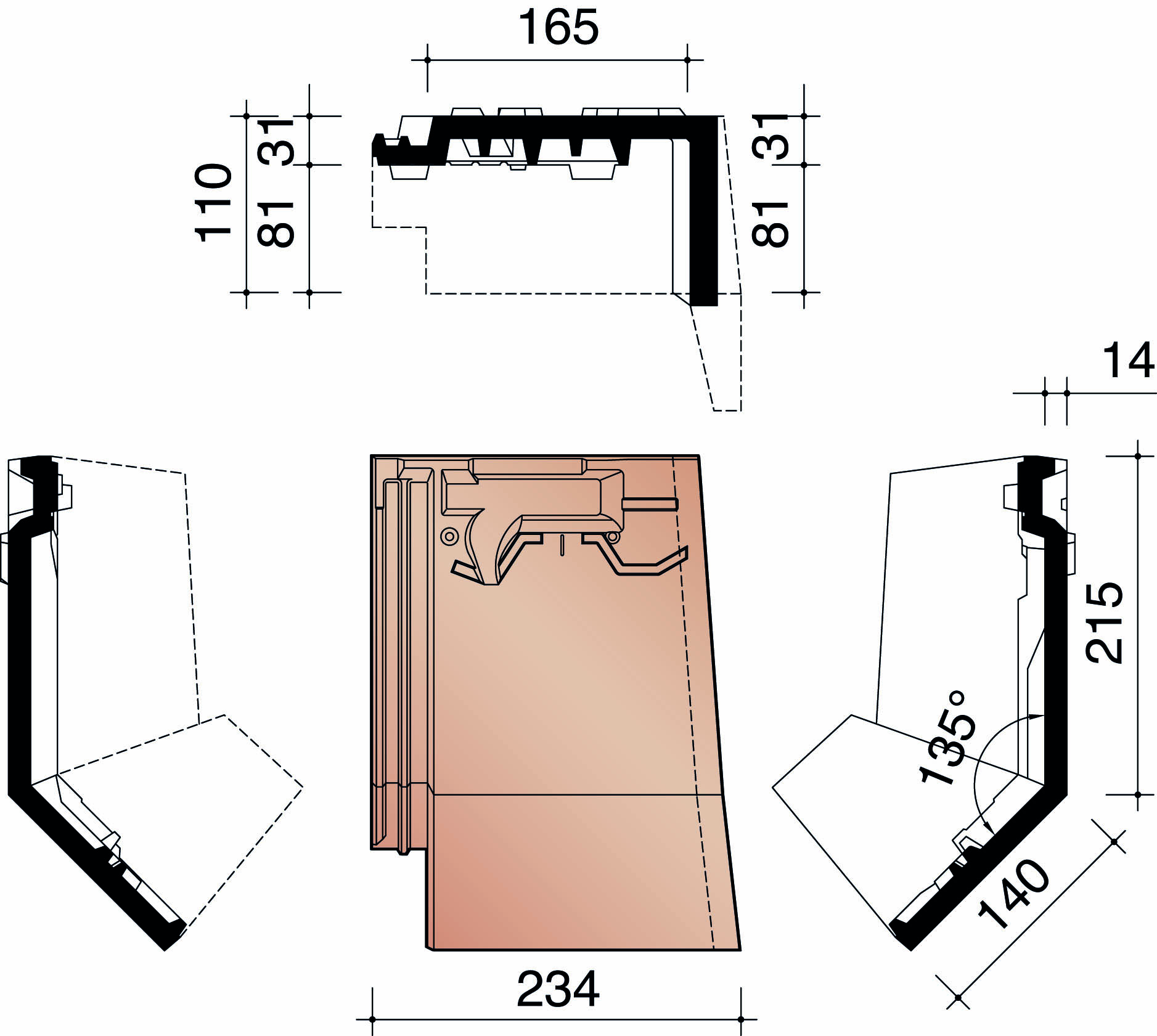Migeon vauban gevelknikpan rechts antraciet mat 703