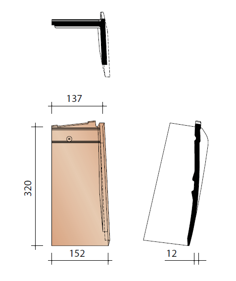 Kor gevelpan halve speciaal rechts elfino antraciet mat 703