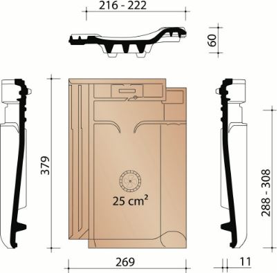 Vhv vario ventilatiepan-haakdoorvoerpan rustiek 872