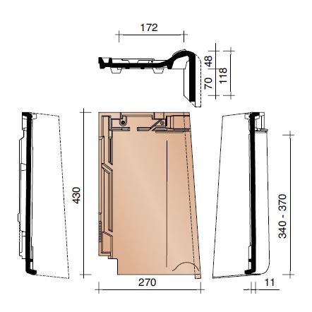 Tradiva gevelpan rechts belgisch model antraciet mat 703