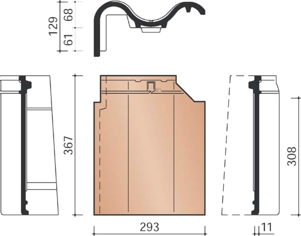Ovh klassiek gevelpan links zwart satinet 746