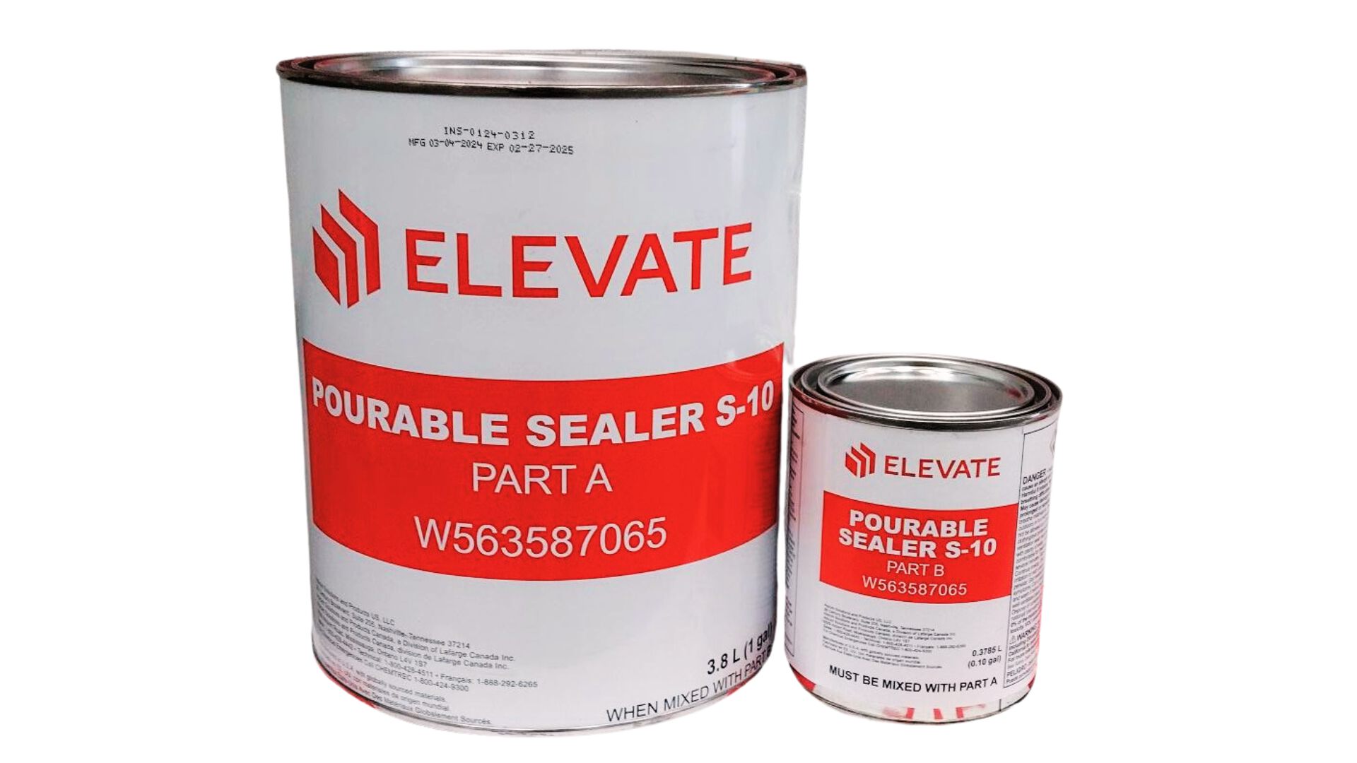 Elevate pourable sealer 1gal (3,8l) bestaat uit component a en component b (750ml)
