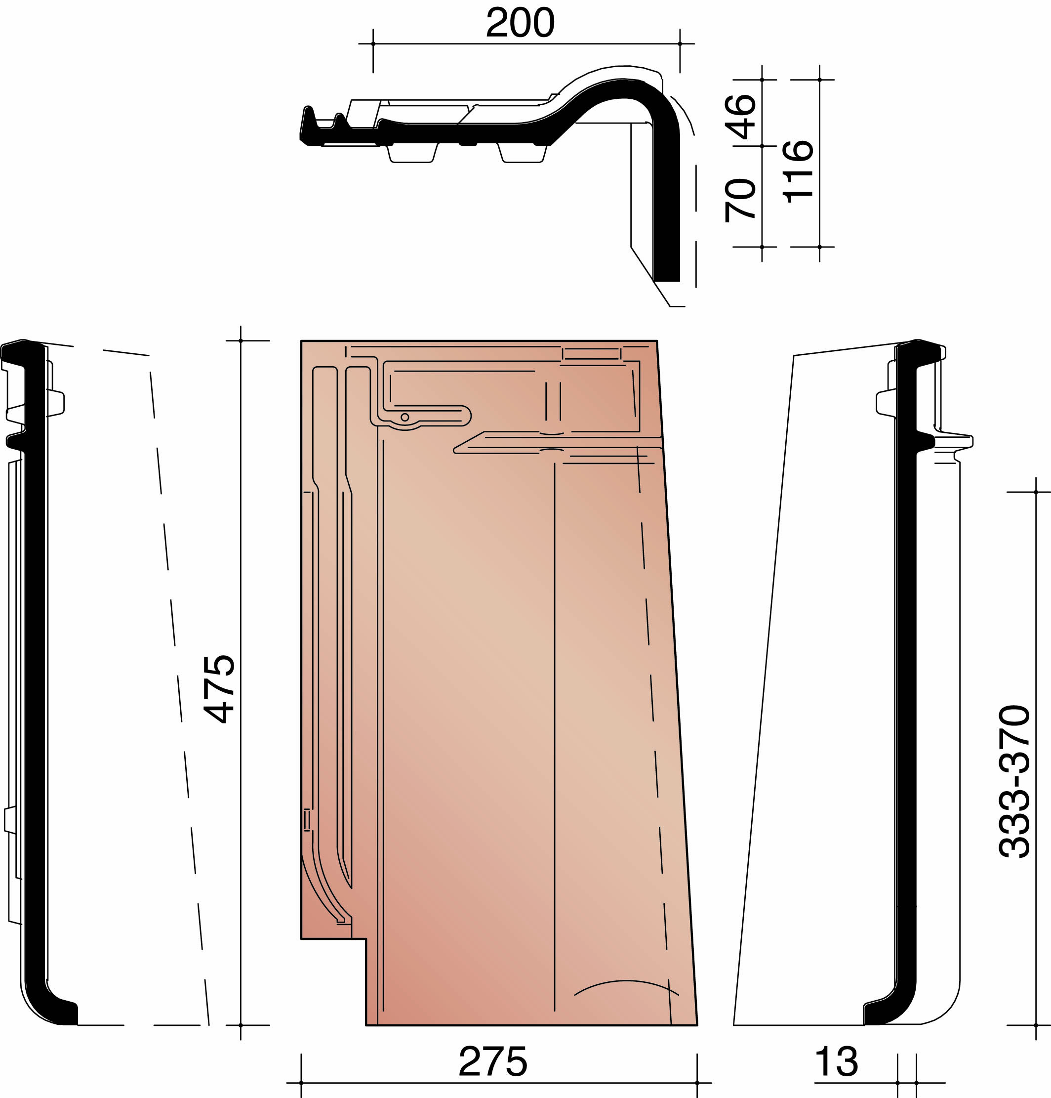 Alegra 10 te gevelpan rechts natuurrood 600