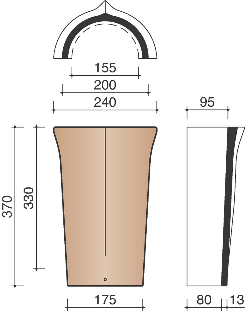 Vhv vario noordboom conisch mat zwart geglazuurd 744
