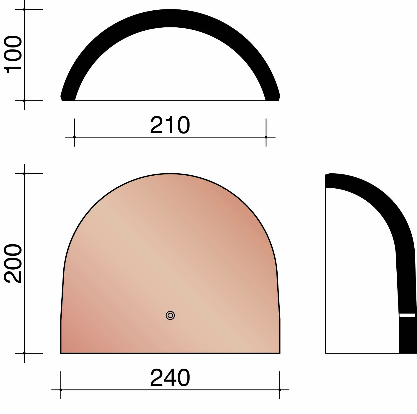 Kor beginnoordboom halfrond 210mm 451 blauw gesmoord 706
