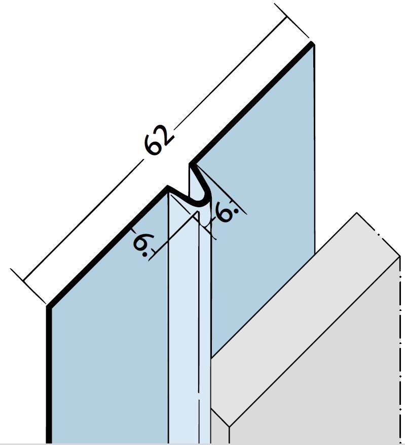 Voegprofiel 62mm ronde neus ral9005 2500mm eur/st