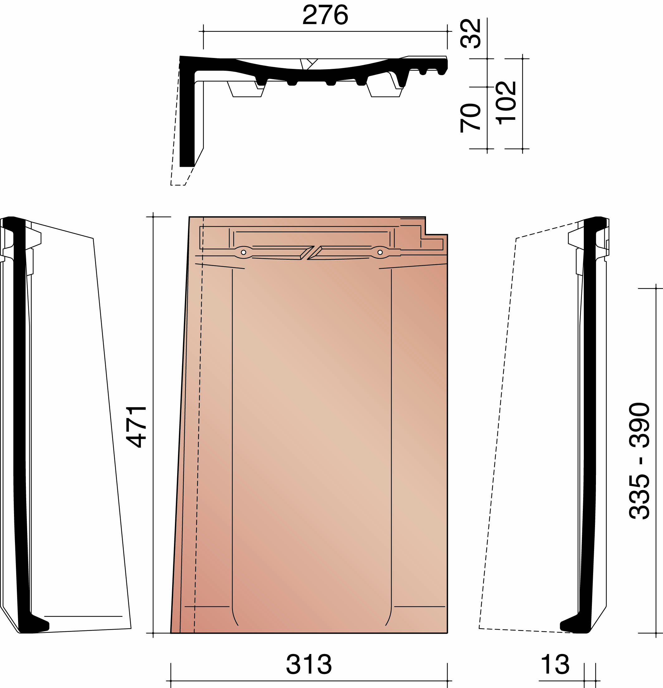 Bisch se jura nova gevelpan links antraciet mat 703