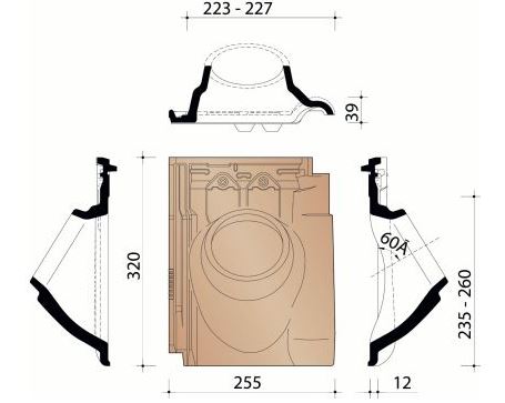 Kor kokerpan 100mm vario 18 natuurrood 600