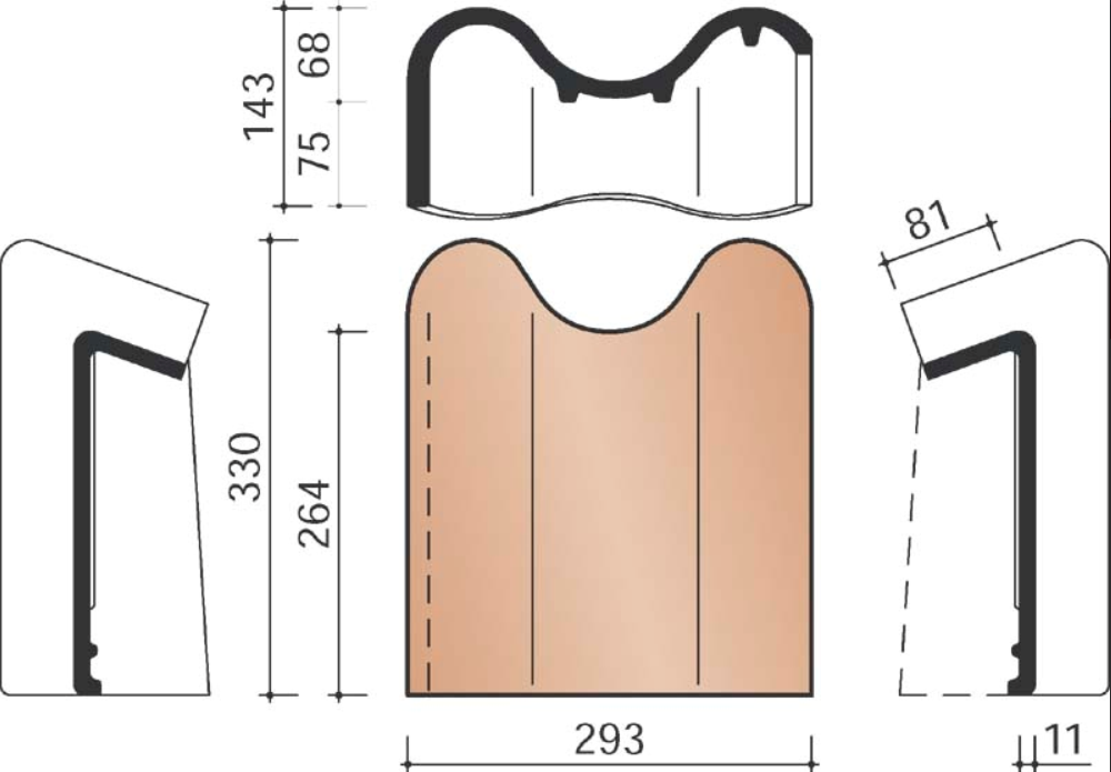 Ovh klassiek gevelhaakvorst links blauw gesmoord 706