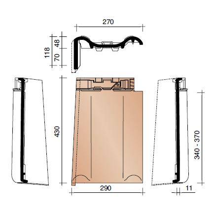 Tradiva gevelpan links belgisch model antraciet mat 703