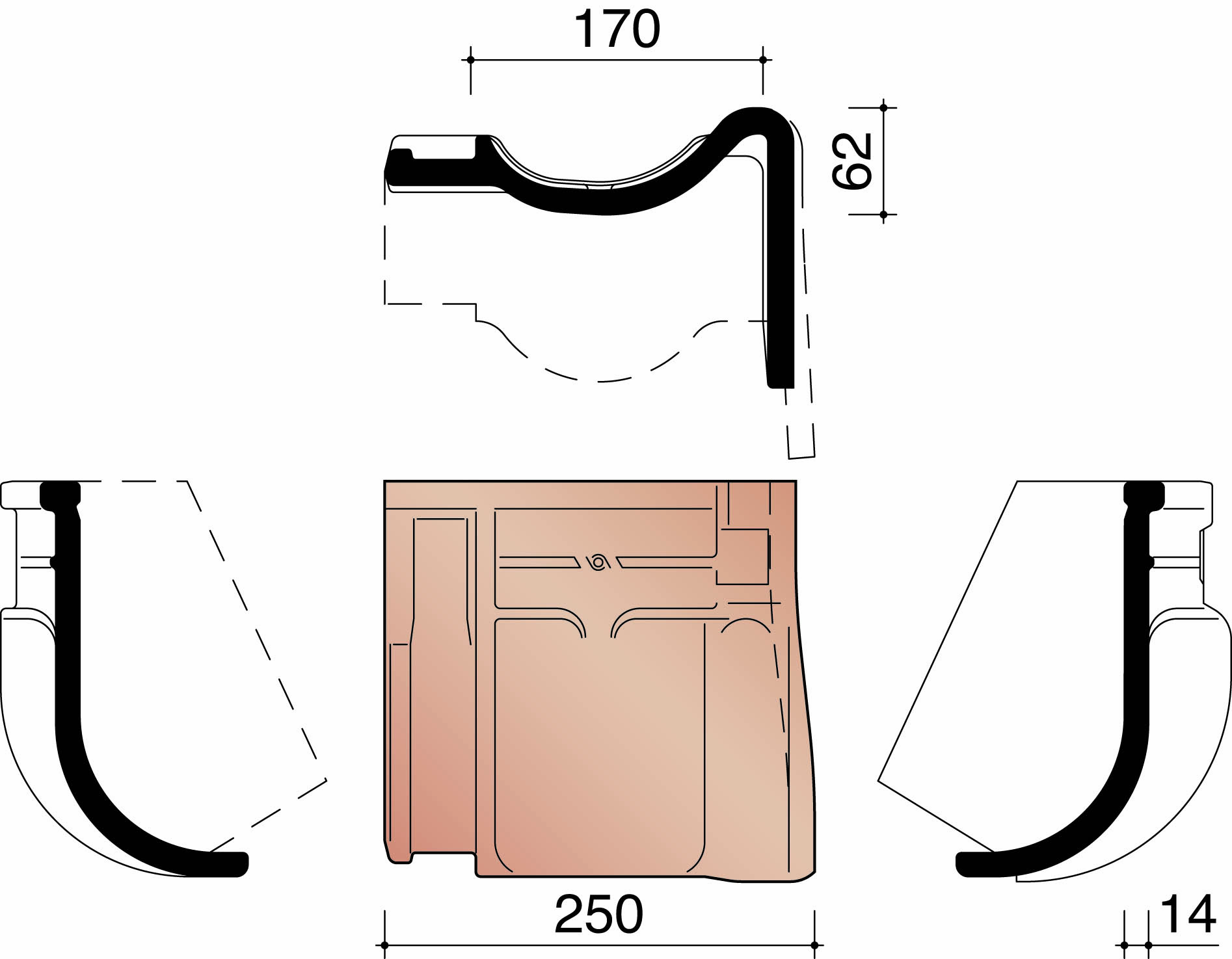 Kor gevelknikpan rechts 401 antraciet 736