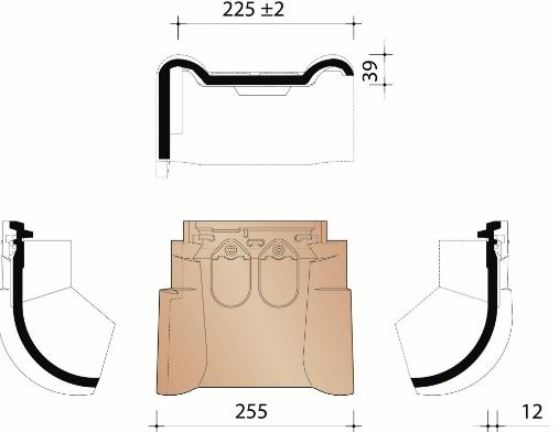 Kor gevelknikpan links vario 18 natuurrood 600