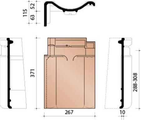 Vhv klassiek gevelpan links blauw gesmoord 706