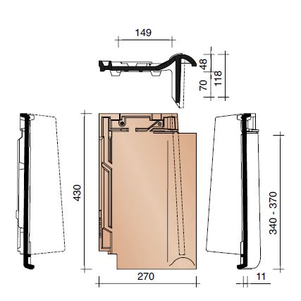 Tradiva gevelpan rechts duits model antraciet mat 703