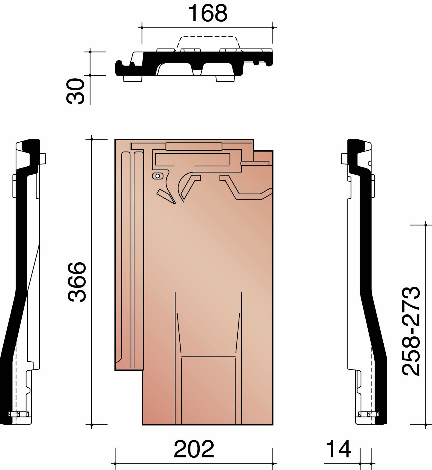 Migeon vauban ventilatiepan + rooster in kunststof  bruin 682