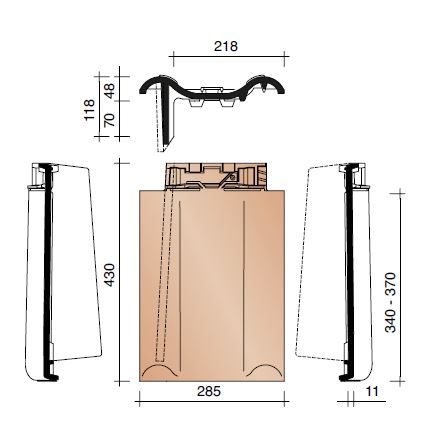 Tradiva gevelpan links duits model zwart edel engobe 745