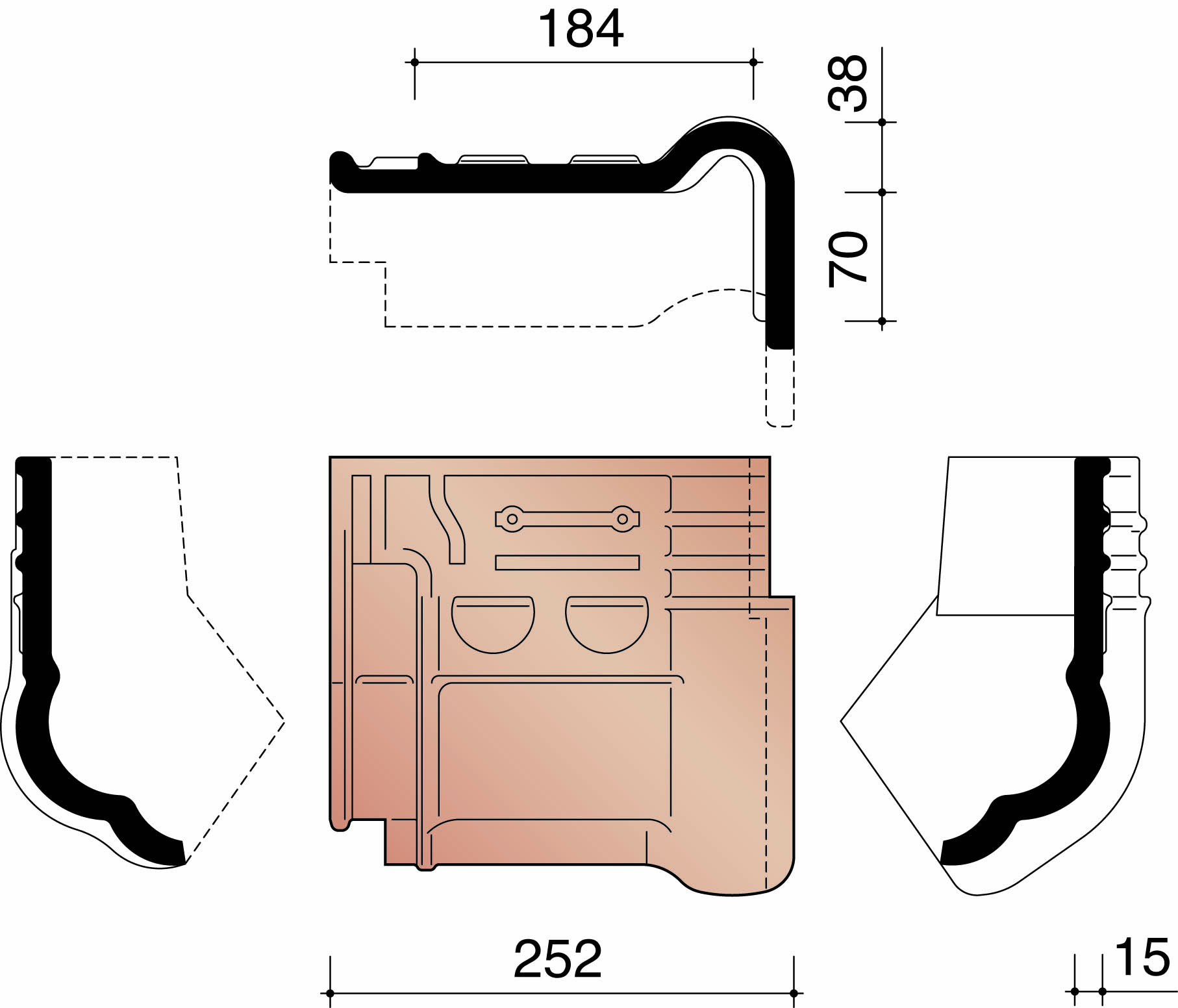 Kor gevelknikpan rechts 993 antraciet 736