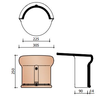 Alegra 10 te begin-/eindvorst vorst vario met kopplaat halfrond 225mm zwart verglaasd 738