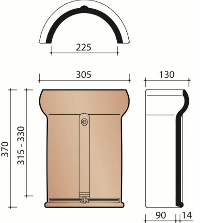 Vhv vario vorst halfrond 225mm rustiek 872