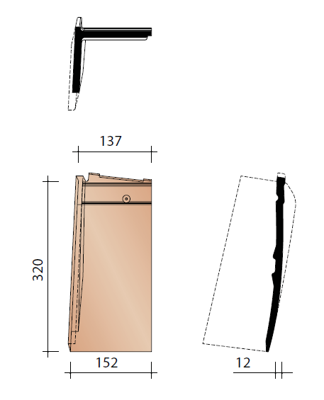 Kor gevelpan halve speciaal links elfino agaatgrijs 697 697