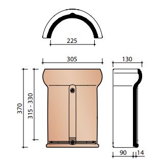 Alegra 10 te vorst/noordboom vario halfrond 225mm zwart verglaasd 738