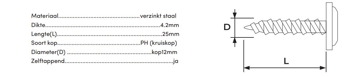 Solid john dakrandschroef 4,2x25 500st/ds eur/ds