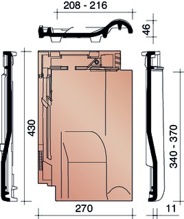 Tradiva ventilatiepan+rooster  in kunststof zwart edel engobe 745