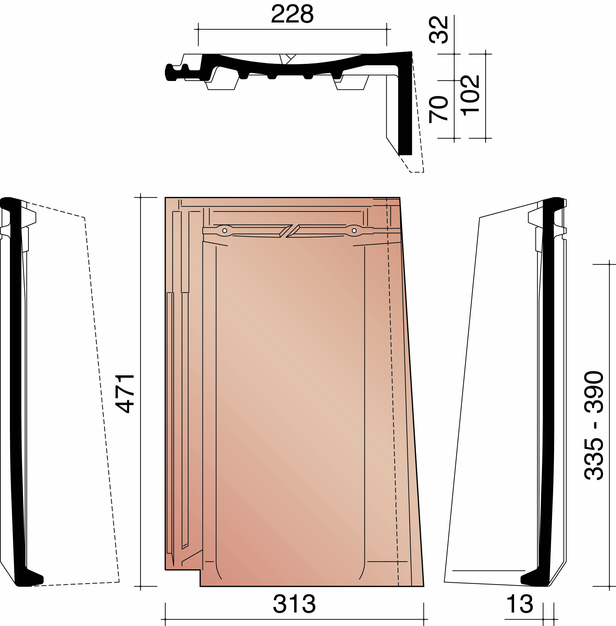 Bisch se jura nova gevelpan rechts natuurrood 600