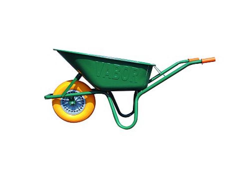 Vb kruiwagen bouw 90l 1,1mm groen gelakt r801-go + vol wiel oranje eur/st