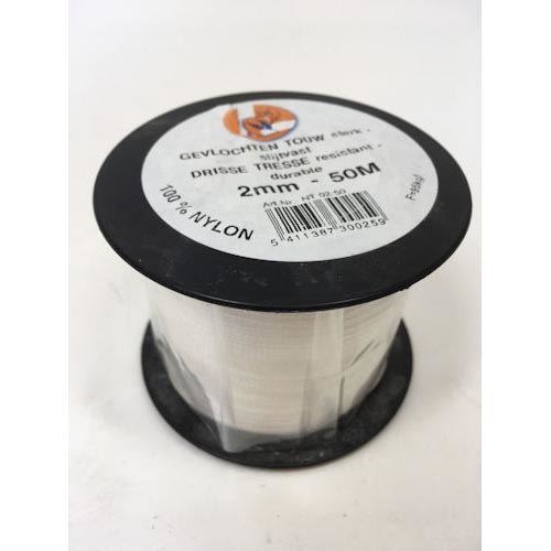 Led gevlochten nylon wit  5mm b afgesneden