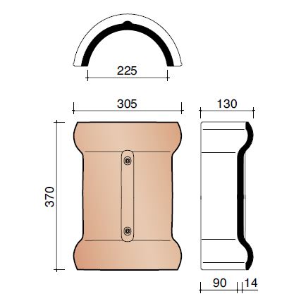 Tradiva dubbele wel vorst vario halfrond natuurrood+ 652