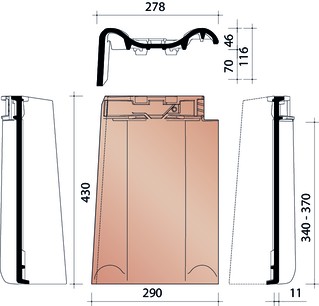 Tradiva gevelpan links belgisch model grijs edel engobe 715