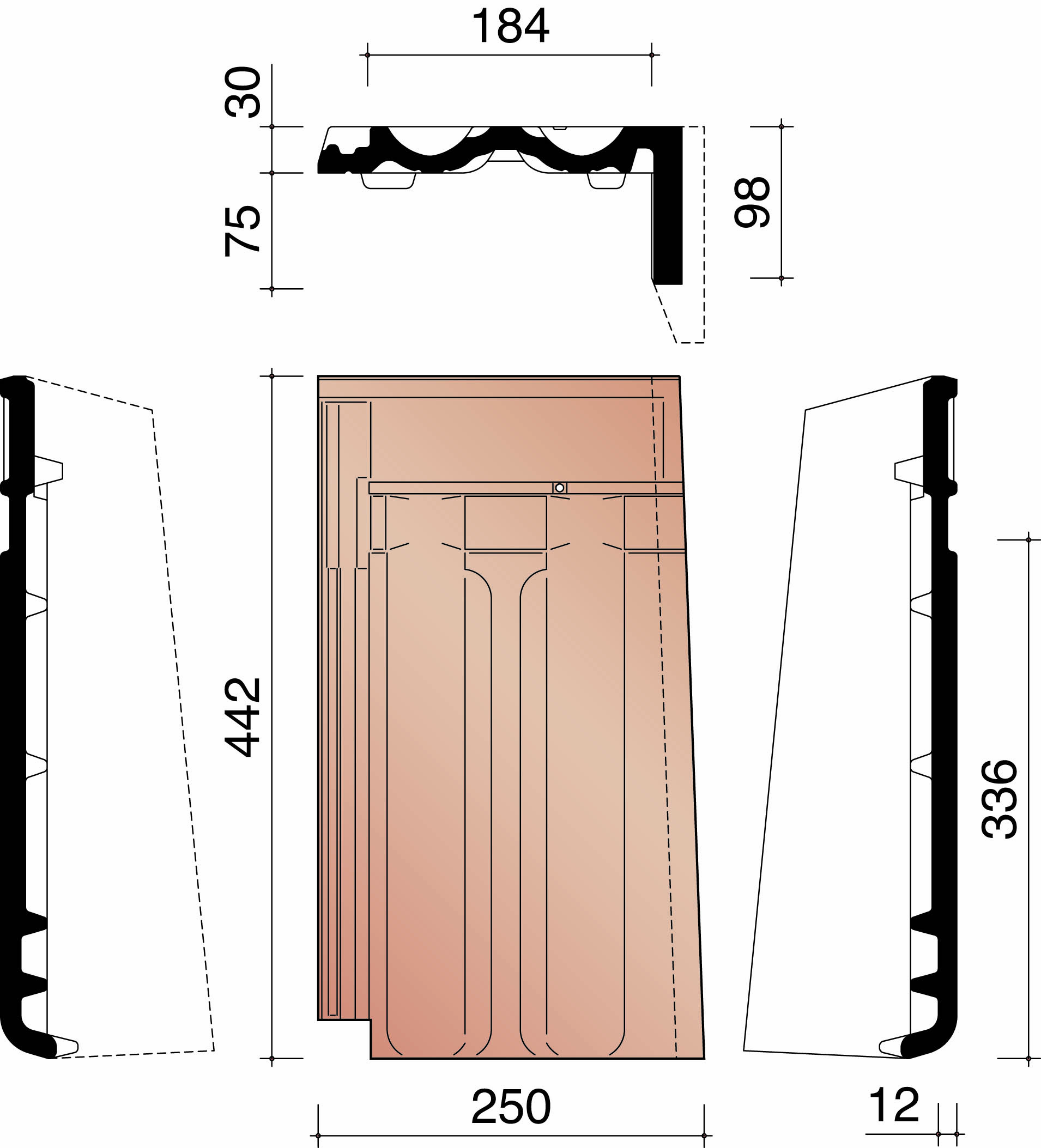 Bisch se standard gevelpan rechts gewolkt 875