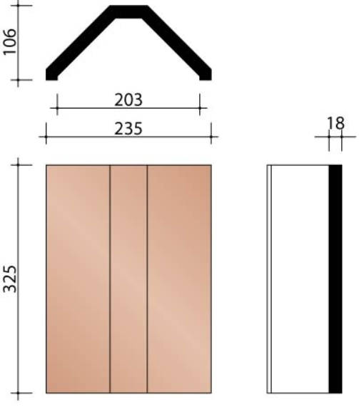 Kor vorst hoekig  plato zonder sluiting oud koper bezand 797