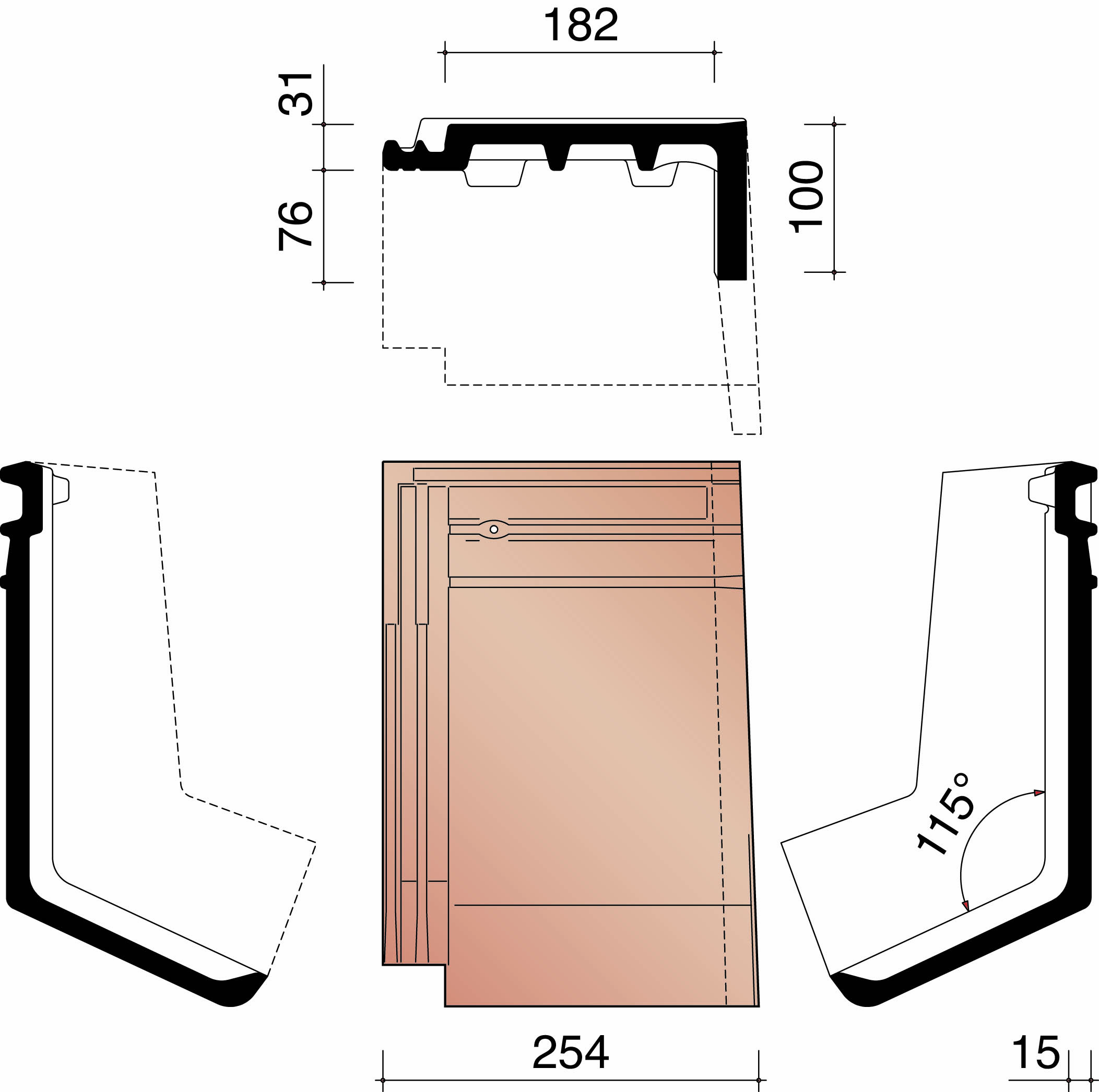 Migeon actua gevelknikpan rechts antraciet mat 703
