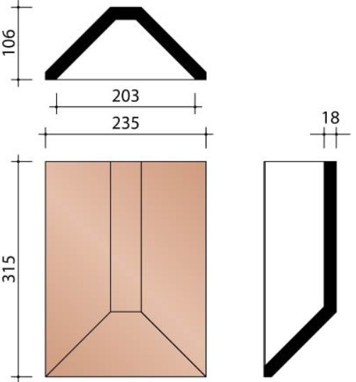 Kor verbindingsstuk 1 vorst 2800/2 ingewerkte noordbomen oud koper bezand 797