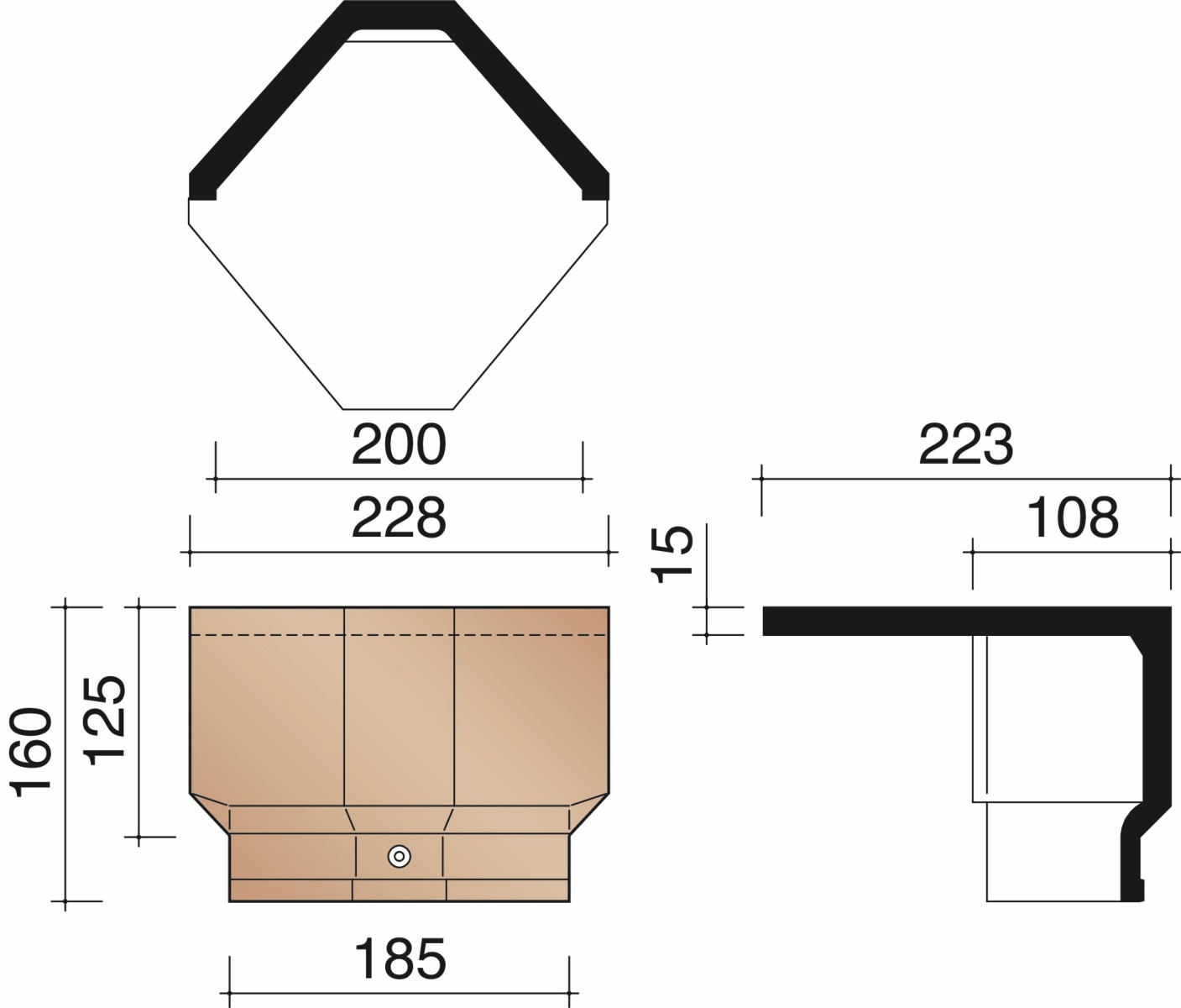 Migeon actua/nueva beginvorst hoekig titaanzwart 935