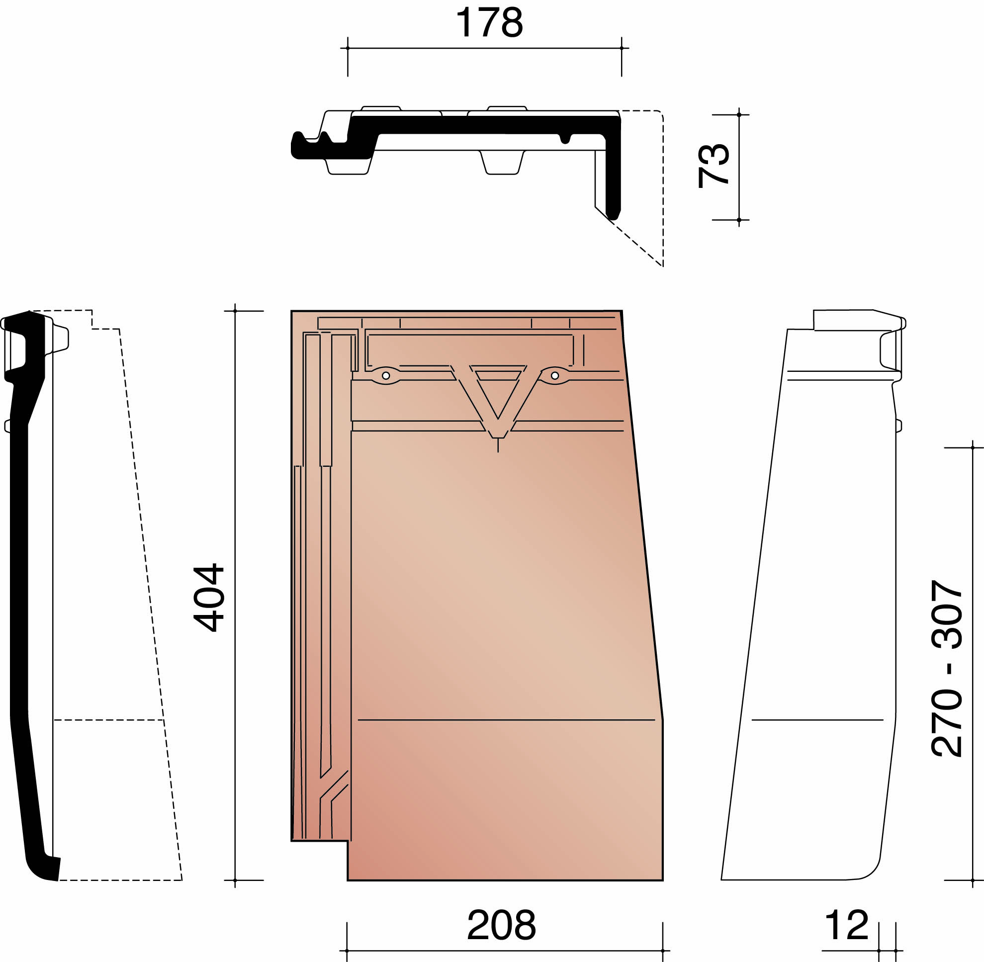 Datura hoekstuk mat leizwart verglaasd 756