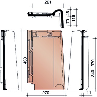Tradiva gevelpan rechts belgisch model grijs edel engobe 715