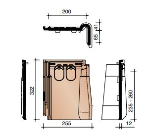 Kor gevelpan rechts vario 18 natuurrood 600