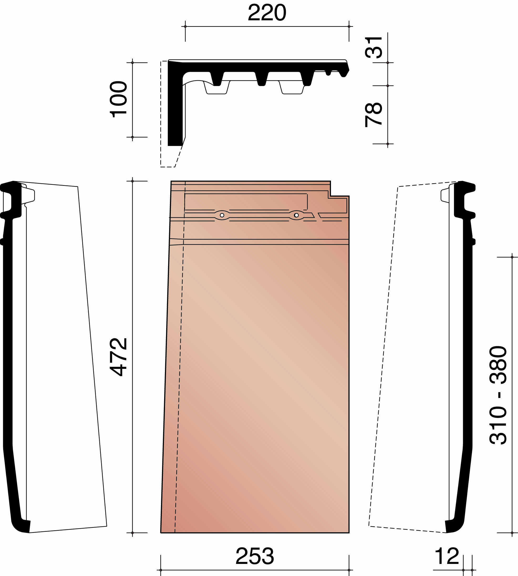 Migeon actua gevelpan links antraciet mat 703
