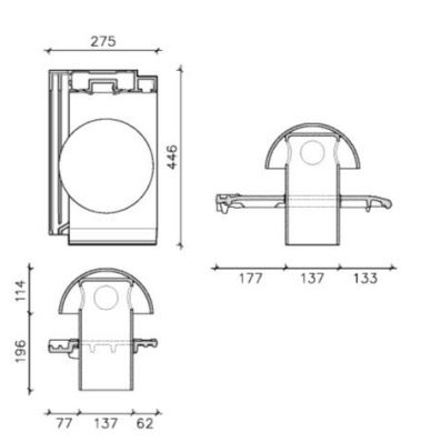 Crea kit kokerpan 125mm+kapje+adapter mikado mat zwart eur/st 741