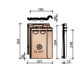 Kor ventilatiepan-haakdoorvoerpan 44 wijnrood verglaasd 614