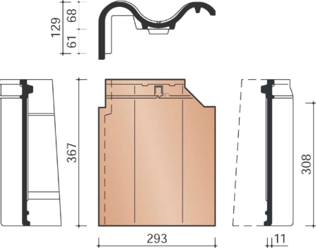 OVH KLASSIEK GEVELPAN LINKS ROESTKLEUR BLAUW GESMOORD 707