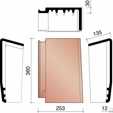 DATURA GEVELHAAKVORST RECHTS MAT ZWART VERGLAASD 744