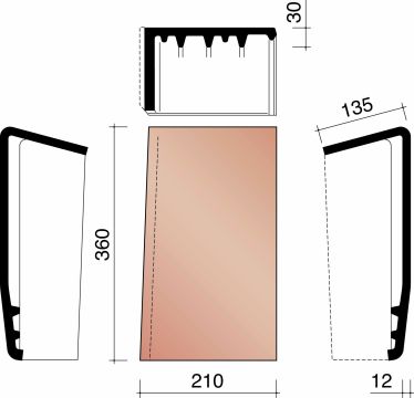 DATURA GEVELHAAKVORST LINKS MAT ZWART VERGLAASD 744