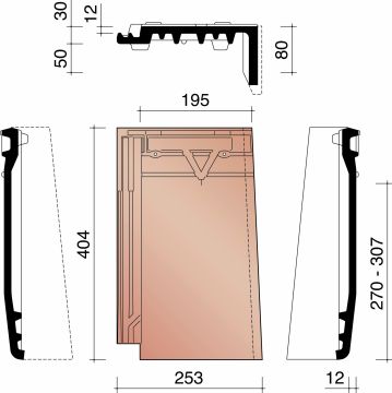 DATURA GEVELPAN RECHTS MAT ZWART VERGLAASD 744