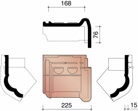 KOR GEVELKNIKPAN RECHTS 44 OUD LATEM BLAUW GESMOORD 721